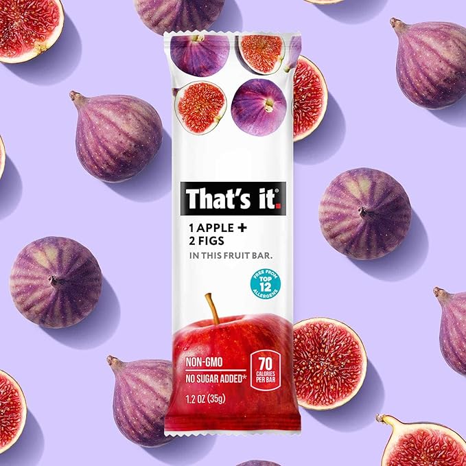 That's it. Apple + Fig Fruit Bars 100% All Natural, No Artificial Ingredients or Preservatives Delicious Healthy Snack for Children & Adults, Vegan, Gluten Free, Paleo, Kosher, Non GMO (12 Pack)