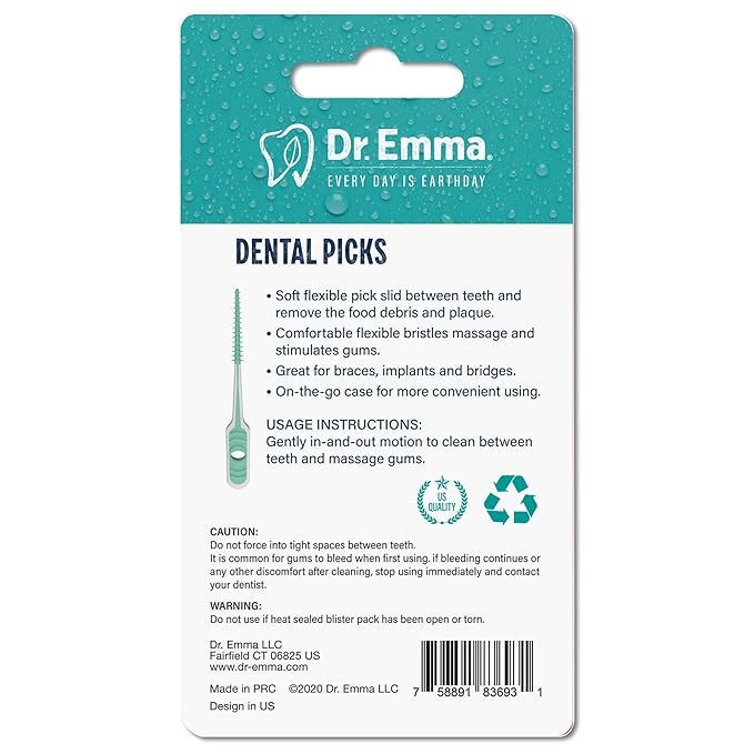 Dr. Emma Dental Picks Mint Brush Picks 100Ct/Pack, 2 Packs (200Ct)
