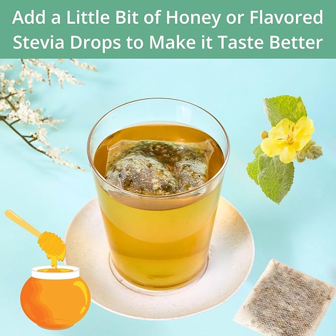 50 Mullein Tea Bags for Lungs, VitalForest 100% Pure Mullein Leave Tea, Lung Detox Cleanse Mullen Tea for Smokers Breathe Deep and Respiratory Support, Caffeine Free Mullin