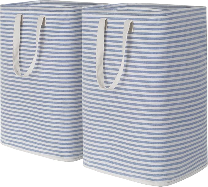 Lifewit 2 Pack Laundry Hamper Large Collapsible Laundry Baskets, Freestanding Waterproof Clothes Hamper with Easy Carry Handles in Laundry Room Bedroom Bathroom College Dorm for Adults, Blue, 2 x 80L