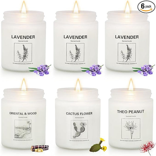 Candles for Home Scented,Lavender Candle Gifts Set,Made with Natural Soy Wax & Essential Oils, 6 Pack 42 Oz Candles Gifts for Women, Ideal for Birthday, Valentine's Day, Thanksgiving