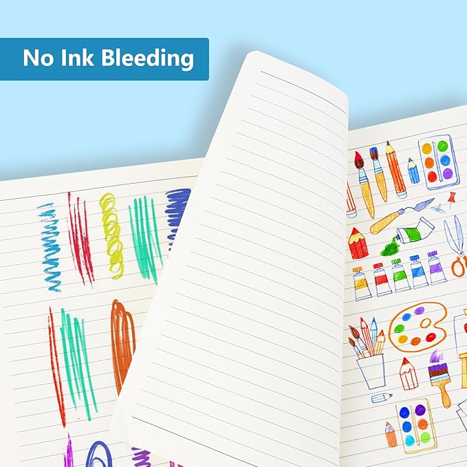 Journals for Writing, A5 Leather Ruled Notebook with 400 Pages, 100 Gms College Ruled Journal with Thick Paper, Hardcover with Inner Pocket & Pen Holder, Sky Blue