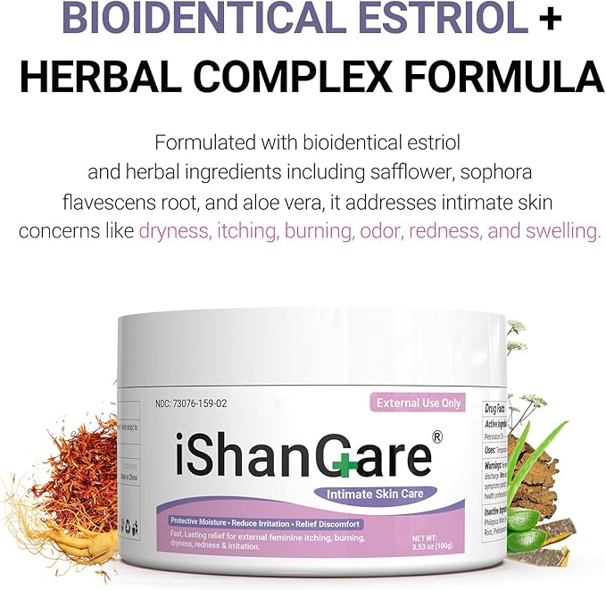 Estriol Cream for Women, Organic Balancing Cream for Women Natural Moisturizing Protection, Fast Relief from Itchy, Burning & Sensitive Skin Discomfort - 3.53oz