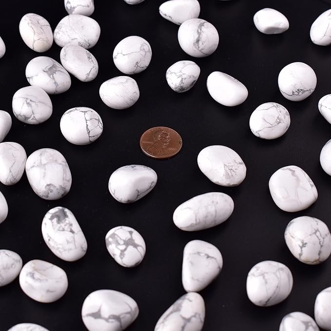 Howlite Healing Crystal Stone Set - 24 Pieces, 0.6" Natural & Polished Stones for Healing, Meditation, Reiki, Chakra, Crafting & Decoration