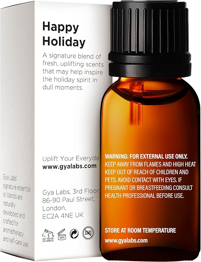 Gya Labs Happy Holiday Essential Oil Blend - Comforting & Uplifting, Festive Season Aromatherapy Oil (0.34 Fl Oz)