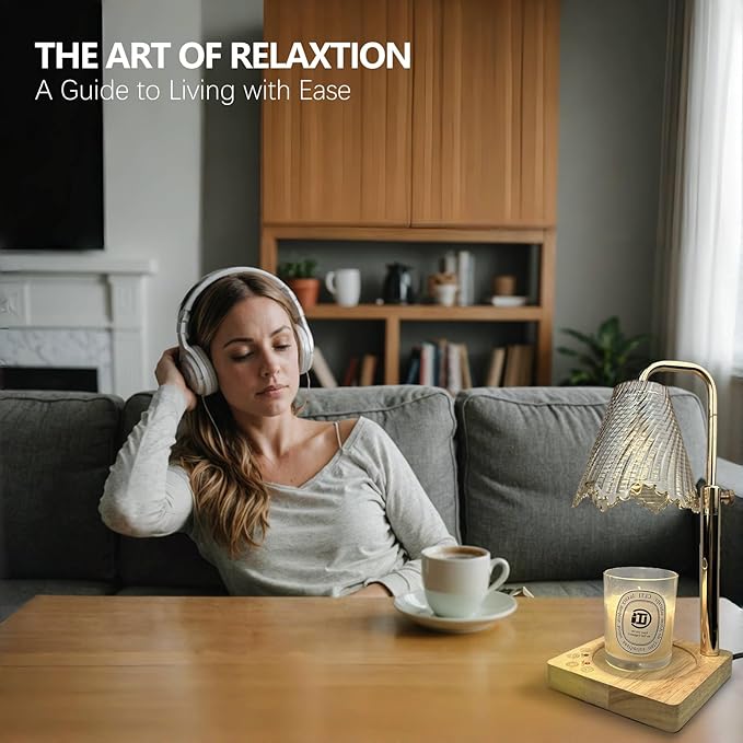 Candle Warmer Lamp with Timer Electric Wax Warmer for Scented Wax Melt Warmer Melter for Jar Candles Touch & Remote Control Dimmable Adjustable Height Gifts for Women 2 Bulbs Skirt Shaped Glass