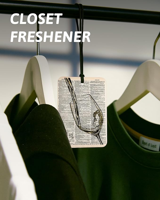 Vintage Alcohol Themed Car Air Freshener 4 Pcs, Retro Martini Whisky Wine Hanging Air Freshener for Bar Cars Closet Drawer Books, Alcohol Lovers Gifts Car Accessories Mirror Decor for Women