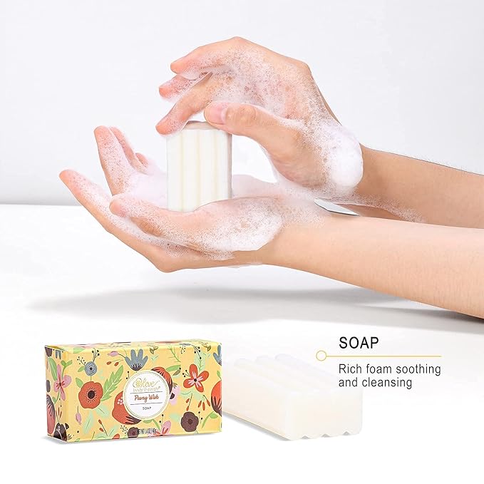 Hand Lotion Sets for Women Gift, Mothers Day Gift for Mom, Peony Wish Body Cream Gifts Set, Include Hand Cream, Foot Cream, Soap, Scented Candle, Women Body Care for All Skin Types Skin Care Gift Set