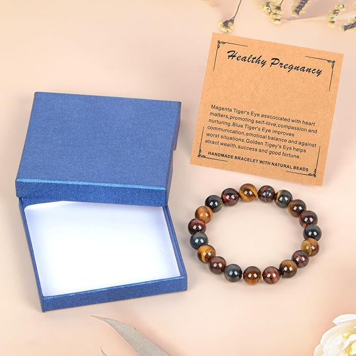 LPBeads Handmade Natural Gemstone Stretch Elastic Bracelet Healing Crystal Round Stone Beads Jewelry Gifts for Women Men