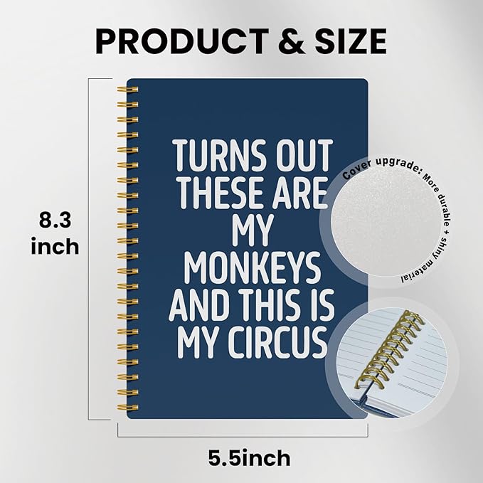 EKGJW Funny Notebooks for Work,Navy Blue Aesthetic Journal, Funny Boss Day Gifts, Boss Gifts for Men Women, Funny Gifts for Boss, Boss Office Decor, Spiral Notebook 5.5x8.3 Inch