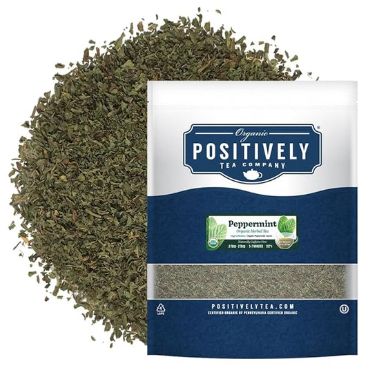 Organic Positively Tea Company, Peppermint Leaf, Herbal Tea, Loose Leaf, 16 Ounce