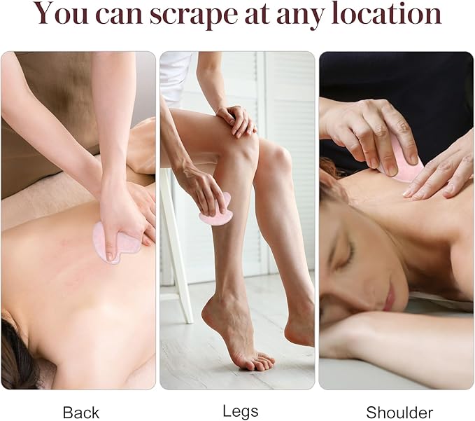 Gua Sha Facial Tools Guasha Tool Gua Sha Jade Stone for Face Skincare Facial Body Tensions Reduce Puffiness Festive (Pink)