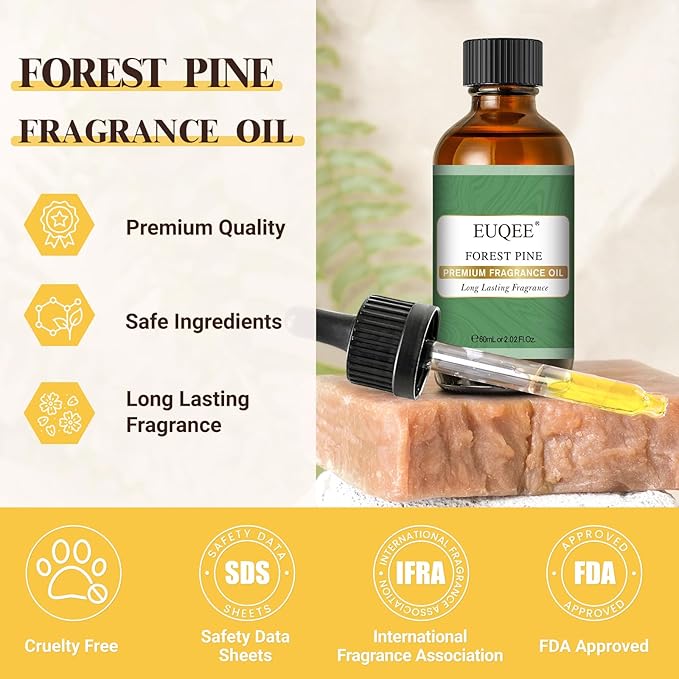 EUQEE Forest Pine Fragrance Oil Premium Fragrance Essential Oil 2.02 Fl oz with Glass Dropper for Diffusers, Soap Making, DIY Candle (60ml)