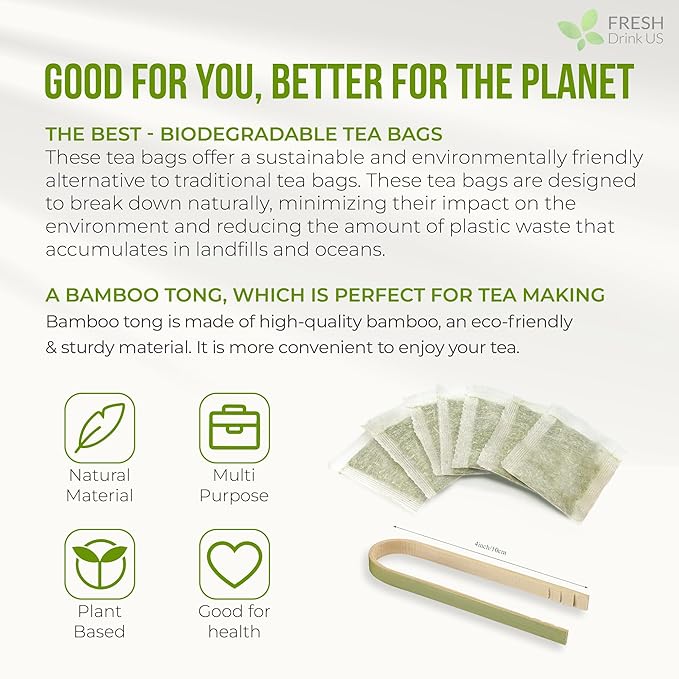 FreshDrinkUS, Premium Soursop Graviola Leaf Tea | 45 Tea Bags form Powder, 100% Natural and Pure, Handmade, Made With Natural Materials-Corn Fiber Tea Bag, Sugar/Caffeine Free, Hoja Guanabana Tea