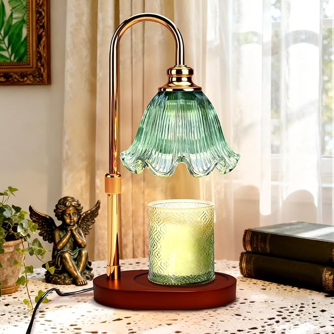 Candle Warmer Lamp with Timer Dimmable: Adjustable Height,3 Timing Mode, 4 Level Dimming - Home Bedroom Decor, House Warming Gift -Birthday Gifts for Mom,Women (Cyan)