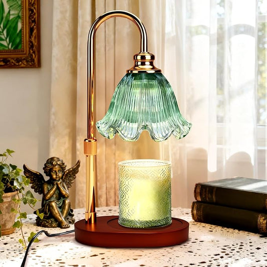 Candle Warmer Lamp with Timer Dimmable: Adjustable Height,3 Timing Mode, 4 Level Dimming - Home Bedroom Decor, House Warming Gift -Birthday Gifts for Mom,Women (Cyan)