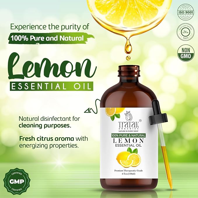 Lemon Essential Oil, 100% Pure & Natural with Glass Droppers | Undiluted Essential Oils for Aromatherapy, Diffusers, Humidifiers, Oil for Skin DIYs | 4 fl oz (Pack of 2)