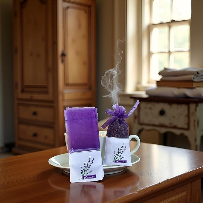 20Pcs Purple Empty Lavender Sachets Bags for Drawers and Wardrobes Closet Freshener Scents Dried Lavender Flower Sachets Home Fragrance