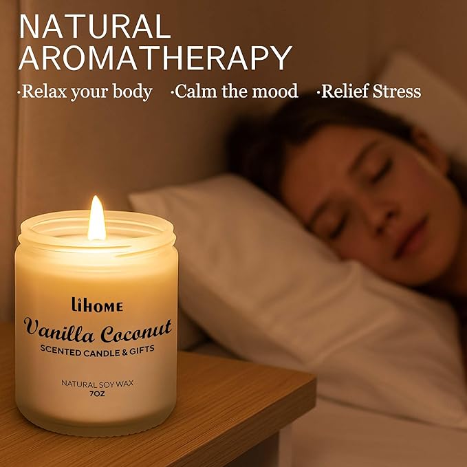 Candles Gifts for Women - Natural Soy Wax Candle for Home Scented Perfect for Christmas, Birthday, Mother's Day, Vanilla Coconut Candles