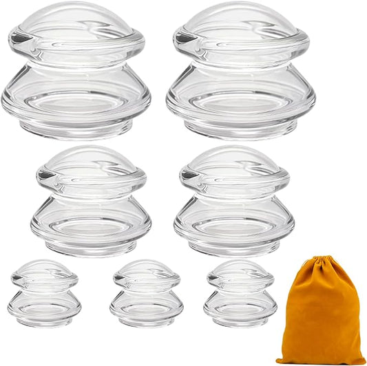 7pcs Cupping Therapy Set-Professional Silicone Cupping, Suitable for Facial Body Massage/Deep Myofascial Release/Pain Relief/Muscle Relaxation & More (Clear,7pcs)