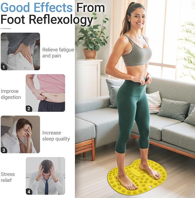 Foot Massager Mat 2PCS, Foot-Shaped Reflexology Mat with Magnetic Therapy, Under Desk Mat Acupressure Mat for Feet Relaxation, Pressure Point Mat for Pain, Fatigue and Stress Relief (Bluex2)