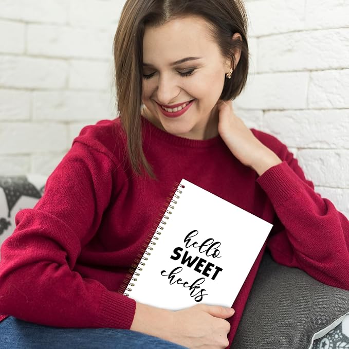 Hello Sweet Cheeks Spiral Notebooks, Funny Journal for Women Men, Humorous Sarcastic Quote Journals for Writing, Funny Notebook for Note Taking, 5.5x8.3 Inch