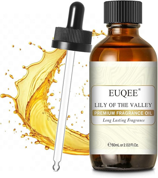 EUQEE 60ML Lily of The Valley Fragrance Oil Premium Essential Oil with Glass Dropper for Diffuser, Soap Candle Making - 2.02 Fl oz