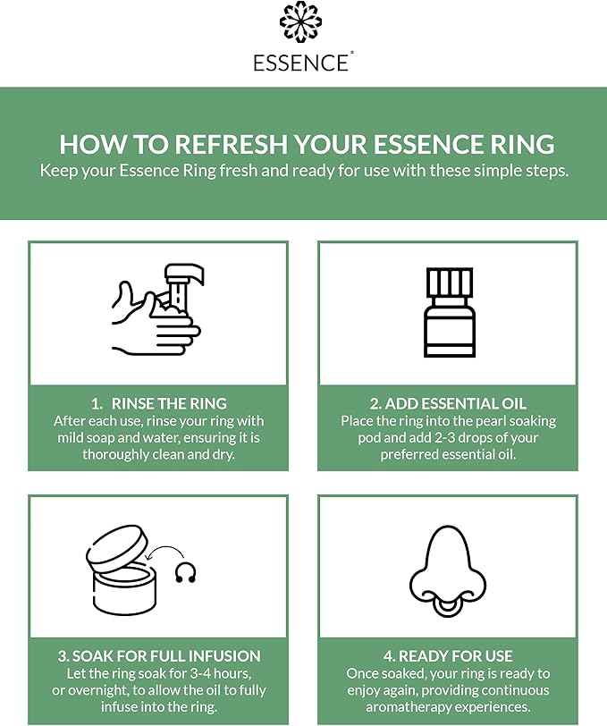 Essence Wearable Aromatherapy Nasal Diffuser – Bergamot Essential Oil Nose Ring Silicone Inhaler for Stress & Mood Support - Made in USA & Travel-Friendly