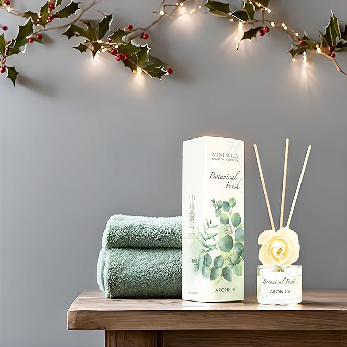 Aronica Mini Diffuser 40 ml – Botanical/Pomegranate (Desk/Office Decorative Diffuser) • Natural Oils & Sola Flower Design • Home Fragrance Gift for Small Rooms