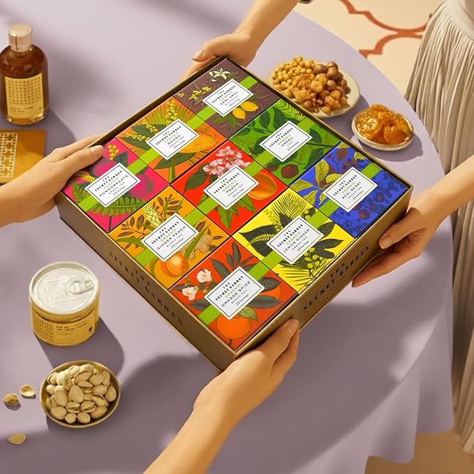 Life Plus Style Gourmet Secret Garden Tea Samplers Gift Box Set Premium Organic 90 Tea Bags Fruit Herbal Green & Black Tea Assorted Variety Pack of 9 Flavors for Tea Lovers Women Men & Coworker Gifts