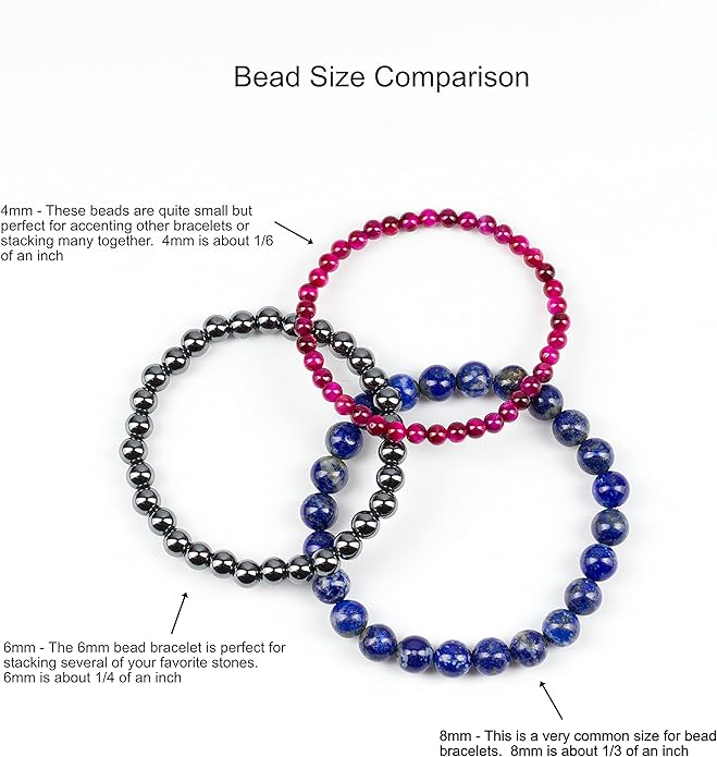 Cherry Tree Collection - Small, Medium, Large Sizes - Gemstone Beaded Bracelets For Women and Men - 6mm Round Beads