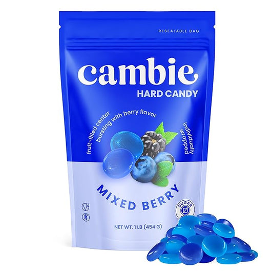Cambie Sugar Free Mixed Berry Hard Candy - 1 Pound of Individually Wrapped Sugar Free Hard Candy, Berry Burst with Blueberry & Blackberry Flavor, Keto & Diabetic Friendly