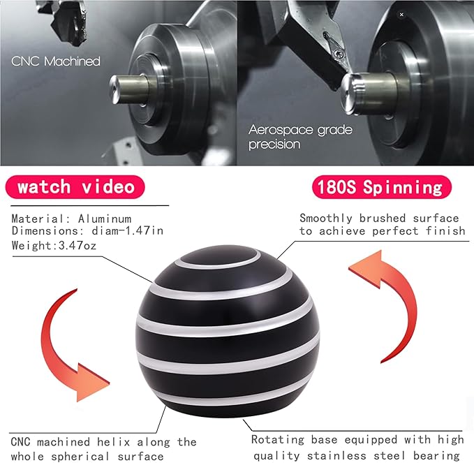 Desk Toys for Fidget Kinetic Cool-Gadgets: 180 Seconds Spinning Toy, Cool-Stuff Thing for Adult Teen Children Kid, Optical-Illusion Stress-Relief Gifts Ball for Man Women Home Office School Christmas