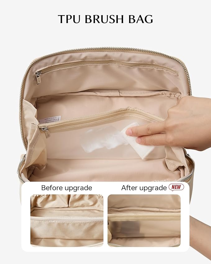 EACHY Travel Makeup Bag,Large Capacity Cosmetic Bags for Women,Waterproof Portable Pouch Open Flat Toiletry Bag Pattern Makeup Bag