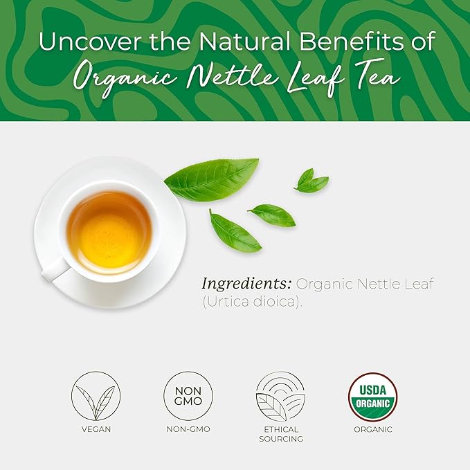Starwest Botanicals Organic Nettle Leaf Tea - Caffeine Free Herbal Tea, Promotes Calm, USDA Organic Nettle Leaf, String Free Sachets, Non GMO - 20 Tea Bags