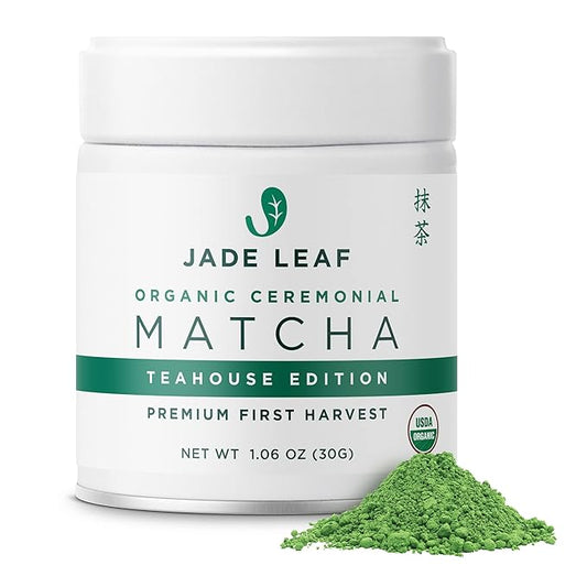 Jade Leaf Matcha Organic Ceremonial Grade Matcha Green Tea Powder - Authentic Japanese Origin - Teahouse Edition Premium First Harvest (1.06 Ounce)