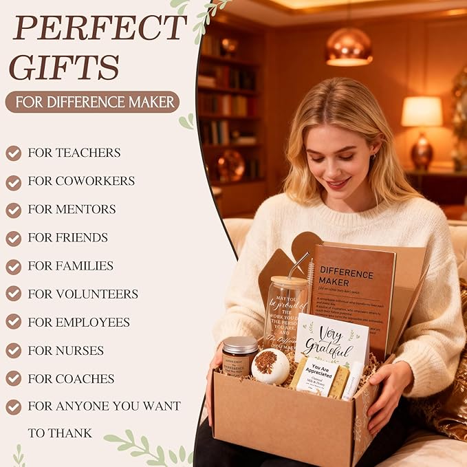 Difference Maker Gifts, Employee Apprecition Gifts for Coworkers, Teachers, Thank You Gift for Women Coworkers Employees Teacher Nurse Secretary Mentor Leader with Difference Maker Journal