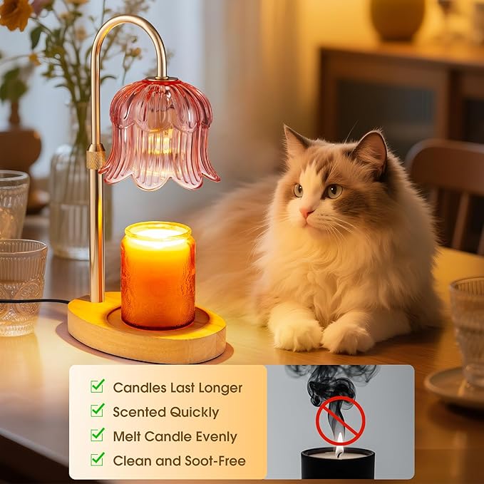 Candle Warmer Lamp Adjustable Timer Electric－Pink Flower Wax lamp