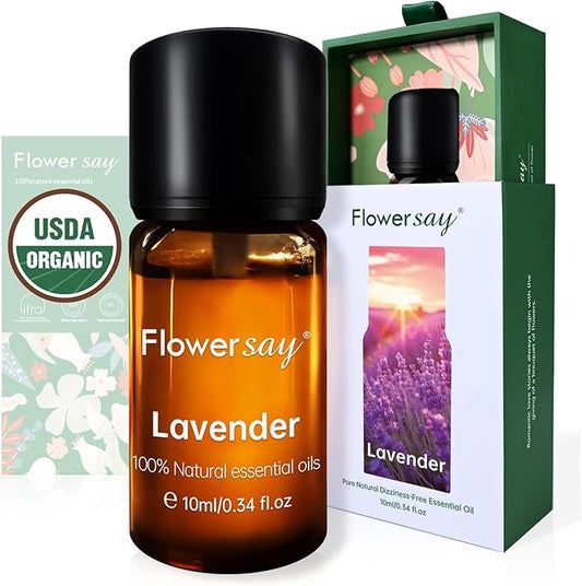 Organic Lavender Essential Oil – Calming Floral Scent, 100% Pure Natural Aromatherapy Oil for Diffuser, Skin, Hair, Sleep & Candle Making – 10ml (0.34 Fl Oz)
