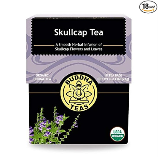 Buddha Teas Organic Skullcap Tea - OU Kosher, USDA Organic, CCOF Organic, 18 Bleach-Free Tea Bags