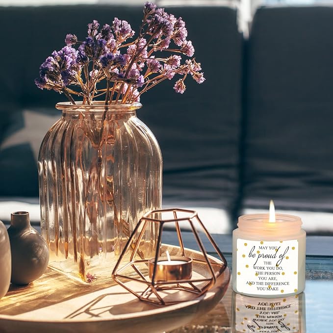 Fumete 10 Pcs Teacher Appreciation Gifts for Coworkers Team Jars Scented Soy Candles 3.5oz Thank You Candles Bulk Gifts for Chaos Coordinator Employee Social Worker Secretaries(White,Proud)