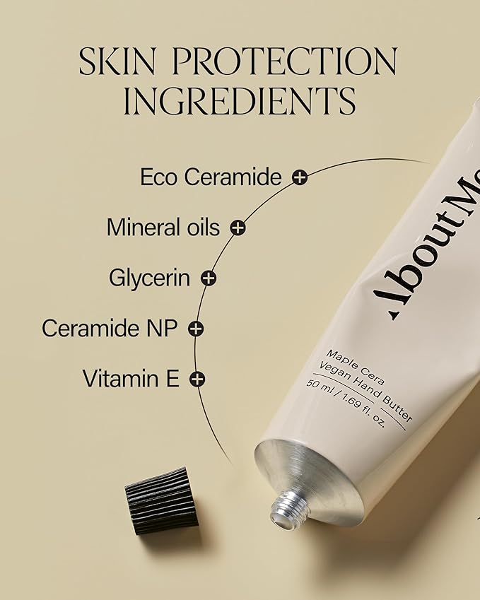 About Me Maple Cera Vegan Hand Butter – Korean Evening Primrose Oil Hand Cream for All Skin Types – Daily Moisturizing Care with Ceramide NP & Shea Butter – Korean Skin Care – 1.69oz, 50ml
