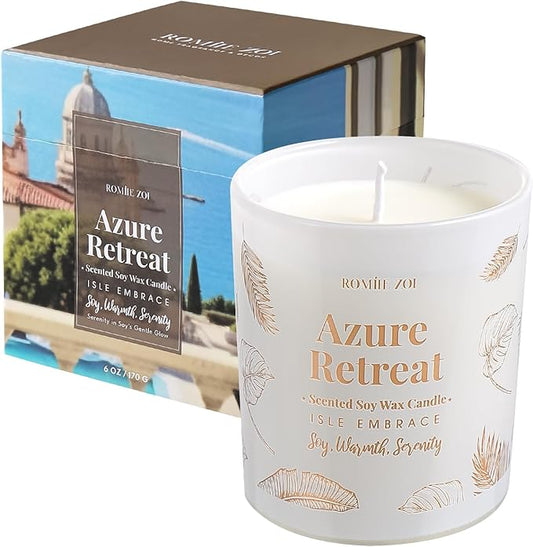 ROMIIE ZOI Tidal Treasure Scented Candle - Ocean Whisper - 6oz Soy Wax Candle for Home Scented, Stress Relief Candle Gifts for Women/Men