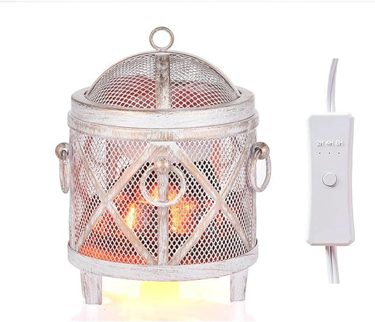 Dicimi Rustic Electric Wax Warmer, Fireplace Style Candle Warmer with Timer, 4-in-1 Wax Melt Warmer for Scented Wax/Oils/Wax Melts, Auto Shut-Off, Energy Efficient Home Decor Gift Idea