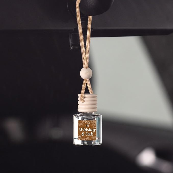 CANDECraftCo Car Air Hanging Fragrance Oil, Car Auto Freshener for Essential Oils, Scents Fragrance Aromatherapy Automobile Diffuser, Long Lasting (Whiskey & Oak)