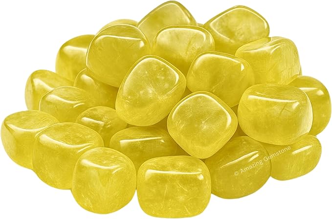 Amazing Gemstone Lemon Quartz Crystals&Healing Stones Tumbled - 1 oz Lemon Quartz Stone, Natural Healing Stones for Energy Balance, Stress Relief - Premium Polished Gems Rocks for Meditation&Wellness