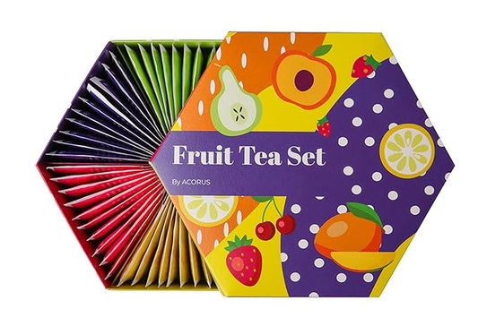 ACORUS Fruit Luxury Tea Set - Assorted Fruit and Herbal Teas Box, Tea Gift Sets, Large Variety Pack, Perfect for Refreshing Iced Drinks, Sampler 6 Flavors, 60 Bags