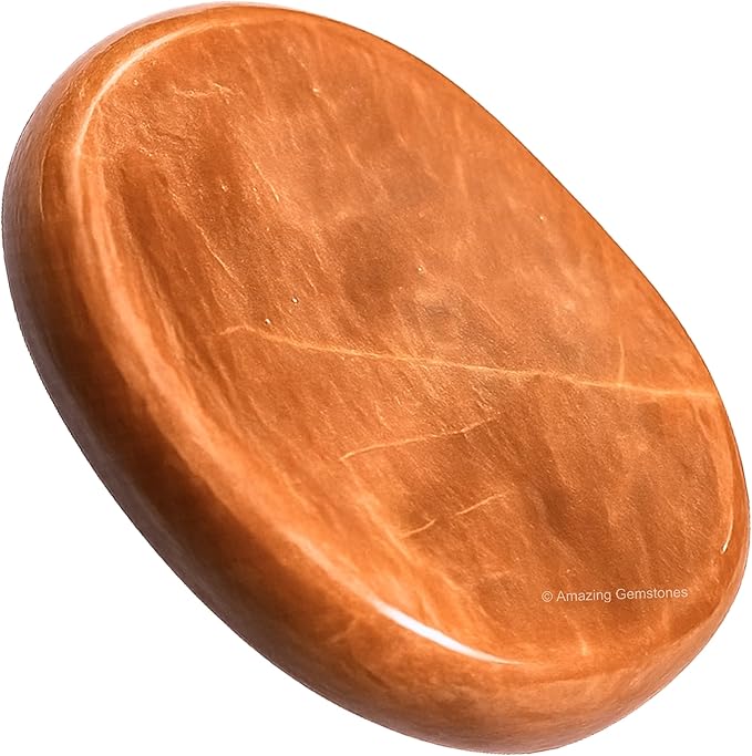 Amazing Gemstone Peach Moonstone Worry Stone Crystals & Healing Stones - Worry Stones for Stress Relief Gifts - Piedra Crystal Fidget for Meditation - Unique Stocking Stuffers & Birthday Gifts