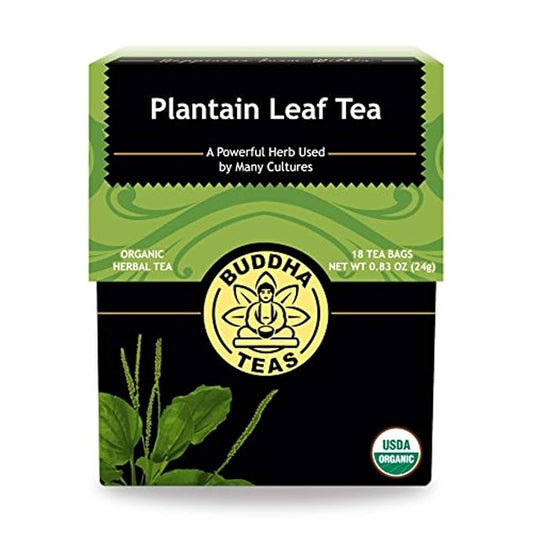 Buddha Teas - Plantain Leaf Tea - Herbal Tea - Promotes Digestive & Respiratory Health - Clean Ingredients - Caffeine Free - OU Kosher - Gluten Free - 18 Tea Bags (Pack of 1)
