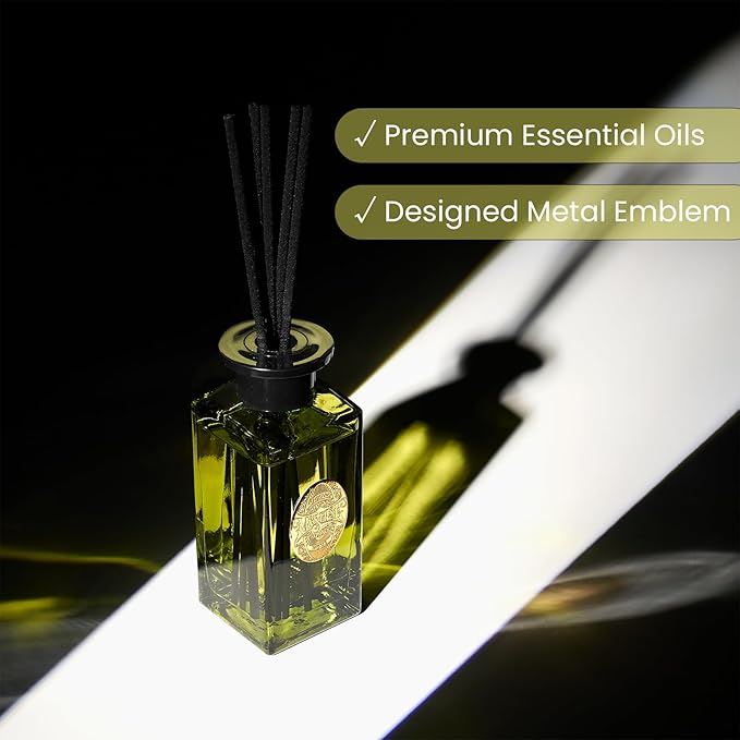 M&SENSE 6.3 oz Large Reed Diffuser Set | White Tea & Sage Scent Oil Diffuser with Sticks | Hotel Collection Non-Toxic Essential Oil |for Bedroom Bathroom Living Room